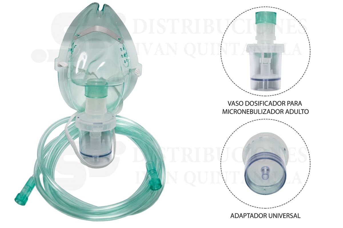 Mascarilla Adulto Oxígeno Nebulizador + Tubo 2 metros